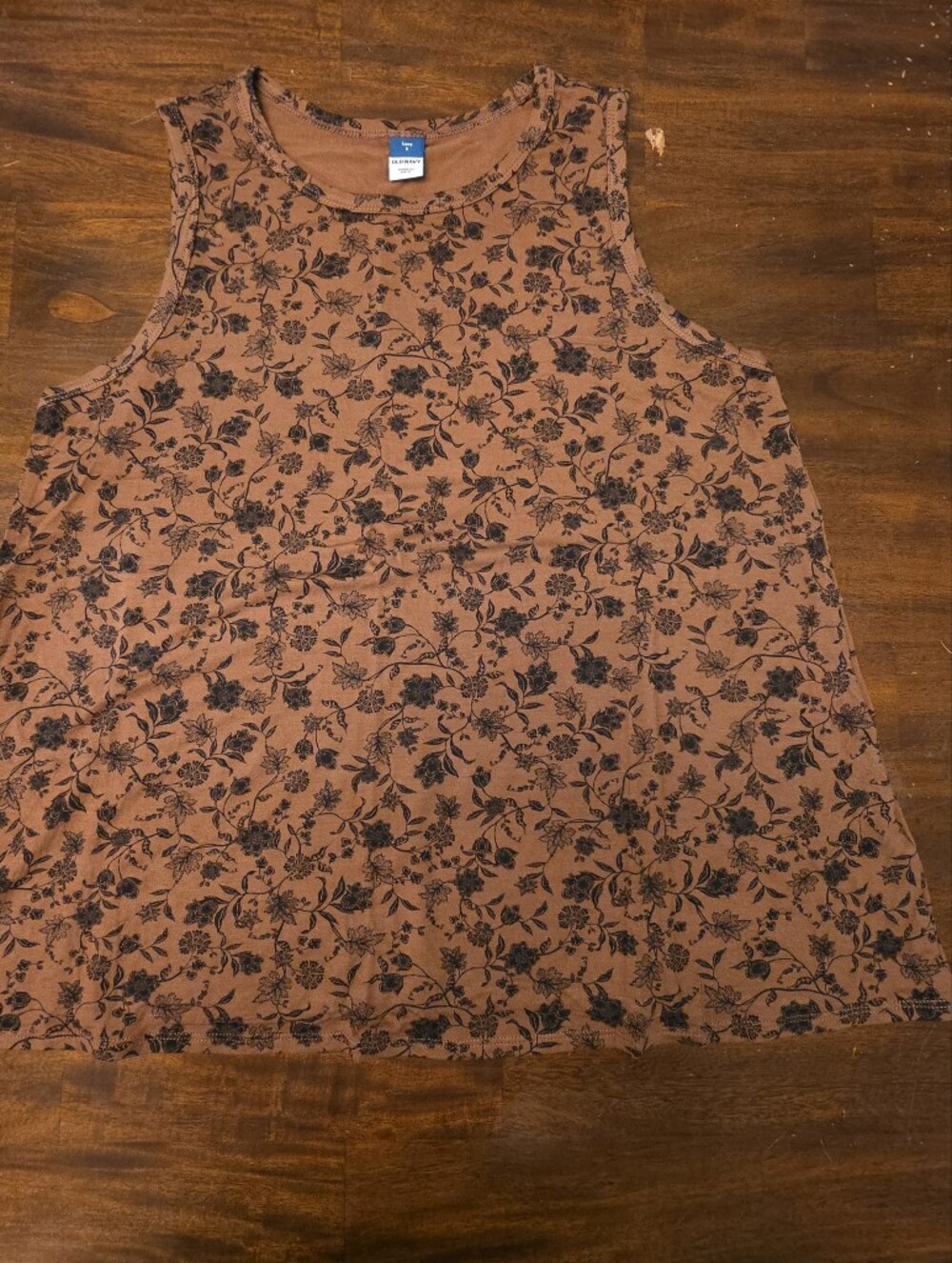 Old Navy Luxe Floral Print Tank Top Brown Size S Relaxed Fit